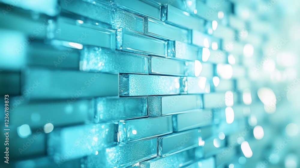 Aufkleber abstract background with a textured blue and white brick wall, featuring a bokeh effect and a soft l