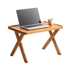 Adjustable Folding Laptop Table with Coffee Isolated on Transparent Background