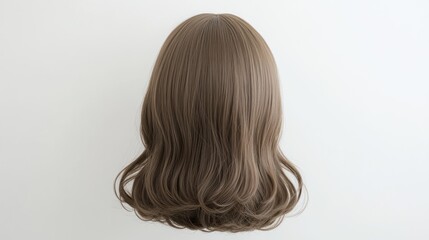 Fototapeta premium Stylish Brown Wavy Bob Wig, Rear View