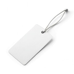 Fototapeta premium White blank clothing tag label isolated on white, ideal for branding and apparel packaging