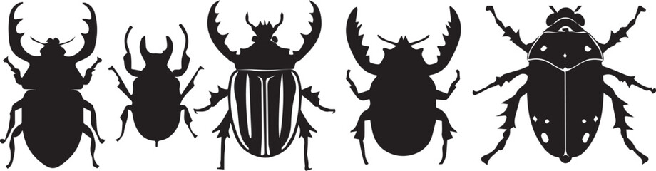 Set of beetles. Hand drawn vector illustration