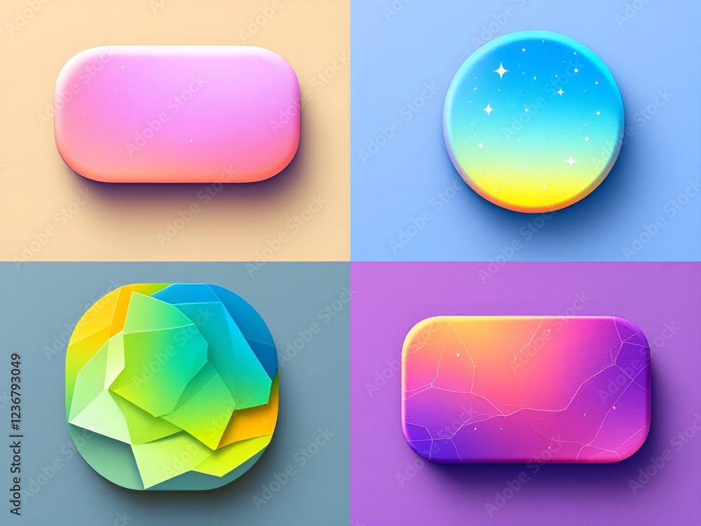 Wall mural set of colorful glossy web buttons