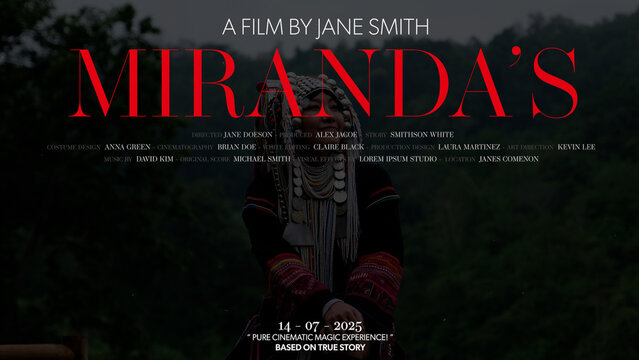 Cinematic Film Title Card, Movie Poster Typography Overlay 127 , ( Wide - Square - Vertical )