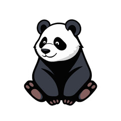 Cute 2D Panda Sitting - Vector Element