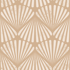 Retro seamless marine pattern with beige shells. Vintage geometric pattern of shells in 60s style.