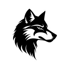 wolf head logo. Black and white simple vector. isolated on a white background. vector illustration. The logo for football team. © hiten666