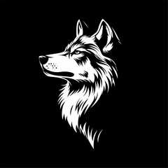 Wolf head logo. isolated on a black background. a minimalistic design. vector illustration. simple design. logo for an animal-themed brand