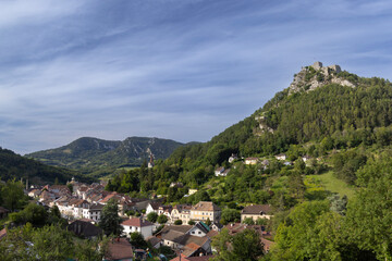 Belin fortress above the city in France, Salins-les-Bains