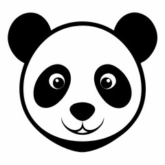 Minimalist Panda Head Silhouette Vector Art