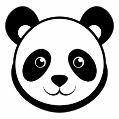 Minimalist Panda Head Silhouette Vector Art