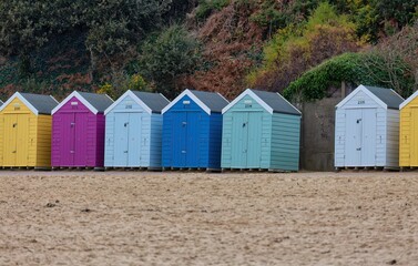 beach huts on the beach in Bournemouth - Dorset - united kingdom