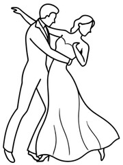 Elegant Line Art of Dancing Couple in Minimalist Style