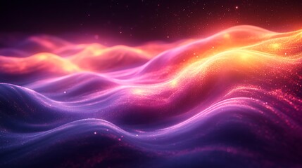 Fototapeta premium Abstract Purple and Orange Glittering Waves