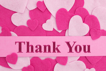 Thank you card with pink hearts