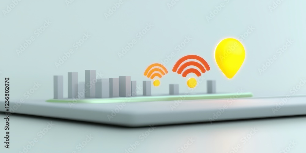 Poster digital connection concept with chart and icons