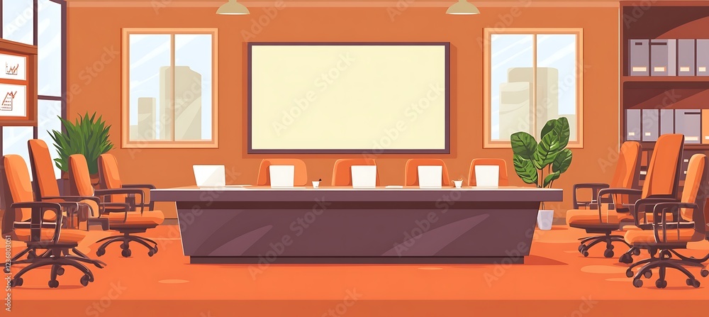 Aufkleber a professional meeting space with a large presentation board and empty space for text