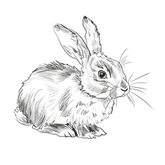 Vector freehand sketch of an Easter eggs and bunny isolated on a white background. Texture of writing materials. Handwritten doodles and pencil strokes. Hand drawn Rabbit line art. For design