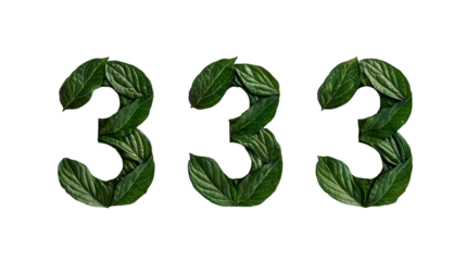 Three green leaf numbers create natural and fresh aesthetic