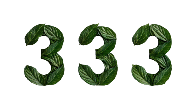 Three green leaf numbers create natural and fresh aesthetic