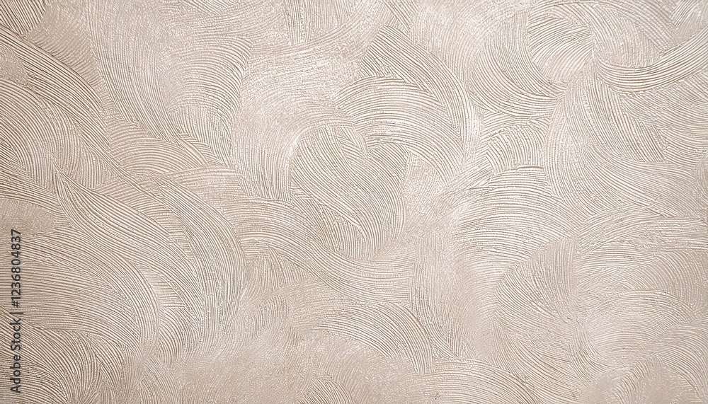 Poster abstract textured plaster wall with artistic swirl pattern in beige, decorative stucco surface for i