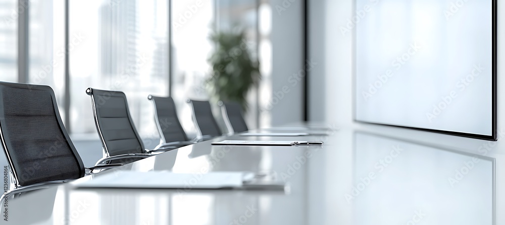 Aufkleber a professional meeting with a focus on a large presentation screen and ample space for text