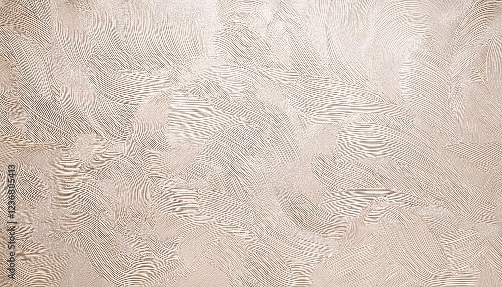 Poster abstract textured plaster wall with artistic swirl pattern in beige, decorative stucco surface for i