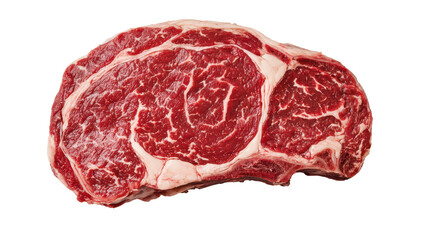 Obraz premium Fresh marbled beef ribeye steak with rich red color and fat