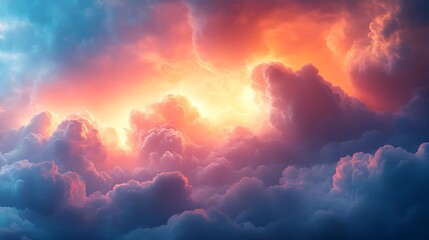 Fototapeta premium Dramatic Sunset Cloudscape Heavenly Hues Of Color
