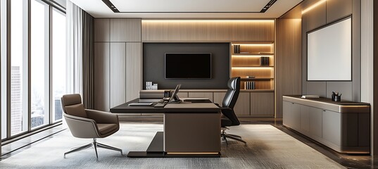 A professional work environment with an open desk