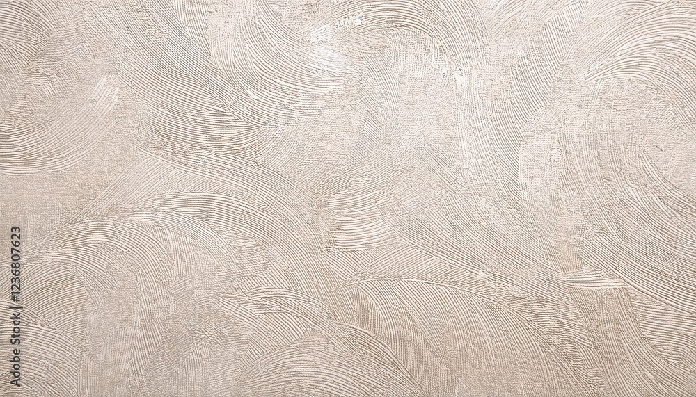 Poster abstract textured plaster wall with artistic swirl pattern in beige, decorative stucco surface for i