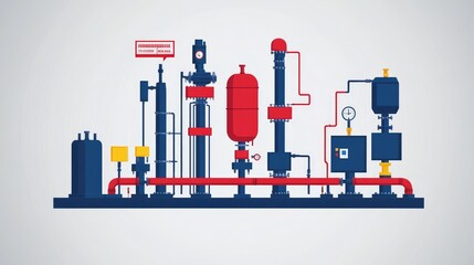Obraz premium Industrial Assembly Line Design with Precision Machinery and Gauges