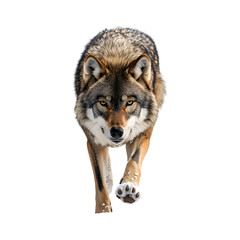 Obraz premium Wolf Walking Through the Forest Isolated on Transparent Background