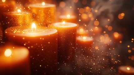 Golden Candles in Smoky Dark Setting