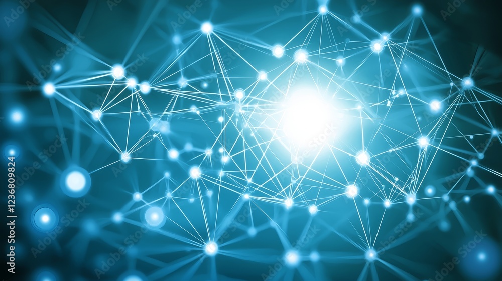 Poster abstract visualization of data intersections with bright light effect