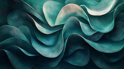 Obraz premium Abstract Teal Wave Pattern Design Artwork