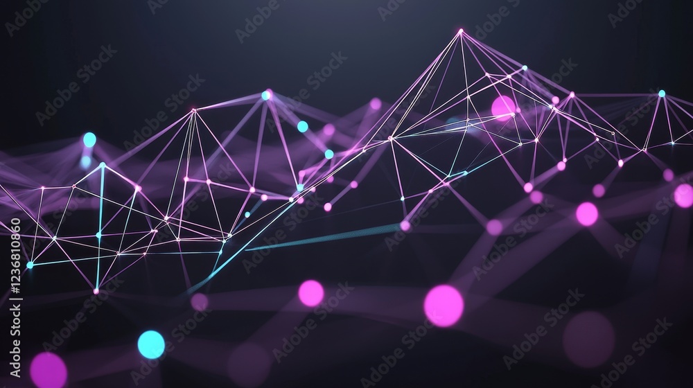 Aufkleber abstract lines of connection illustrated with colorful points and waves