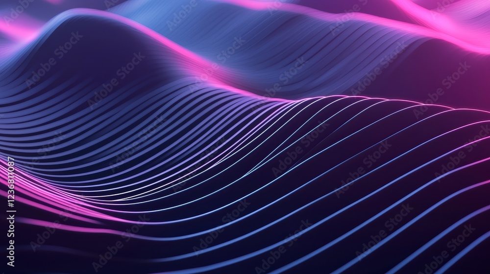 Poster abstract representation of digital communication in waves and lines
