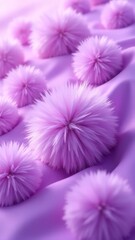 Obraz premium elegant lilac color smooth silky fur balls background, elegant wallpaper design