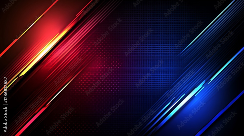 Poster abstract red and blue diagonal lines background design