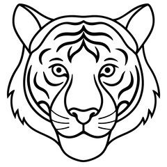 Minimalist Tiger Head Line Art Vector