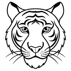 Obraz premium Minimalist Tiger Head Line Art Vector