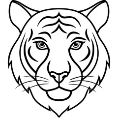 Minimalist Tiger Head Line Art Vector