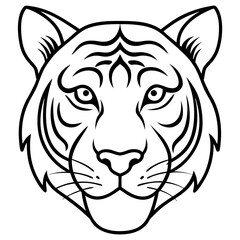 Minimalist Tiger Head Line Art Vector