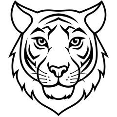 Minimalist Tiger Head Line Art Vector