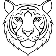 Minimalist Tiger Head Line Art Vector