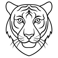 Minimalist Tiger Head Line Art Vector