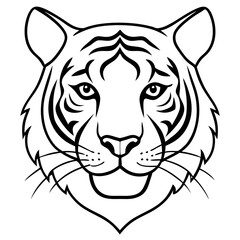 Minimalist Tiger Head Line Art Vector