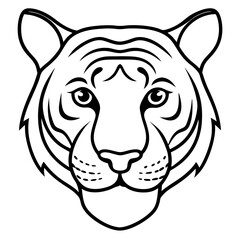Minimalist Tiger Head Line Art Vector