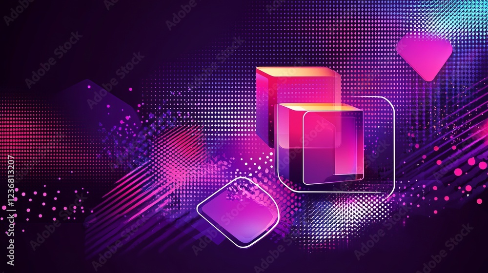 Aufkleber colorful geometric shapes on dark background representing abstract data visualization