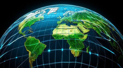 Naklejka premium Global Connection Through Dynamic Maps and Unfolding Geo-Visualization